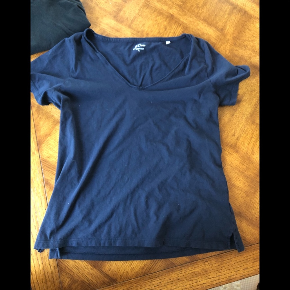 J.Crew Cotton, Navy V-Neck Tee, L
